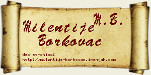 Milentije Borkovac vizit kartica